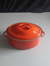A2BC/🏵️ VINTAGE COCOTTE LE CREUSET EN TÔLE ÉMAILLÉE ORANGE TRES BON ÉTAT  🏵️