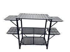 Table de barbecue pliante GRILLMATE GM2024GT noire pour balcon, en déplacement