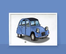 Poster citroën 2cv bleue - poster,