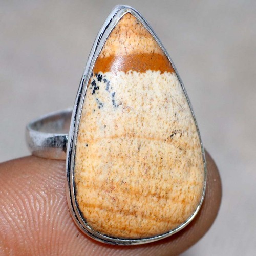 Bague plaqué argent jaspe - bague,