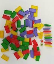 79 Multicolor Colorful Domino Blocks + 2 Dice Creative Game Flunch Collection 
