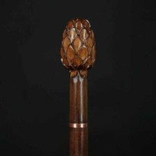 Canne De Marche Artisanale En Bois De Pigne Marron Cadeau Pour Nouveau