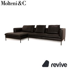 Molteni Paul Canapé D'Angle En Cuir À Gauche Noir