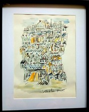 ART TABLEAU PEINTURE TOITS DE