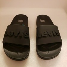 Levis 3D Logo Black Casual Slip On Slides Sandals Womens Size 6 New Without Box