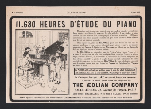 Publicite 1913 musique - musique, piano