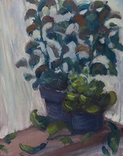 Peinture à l'Huile Originale | Nature Morte de Plantes  | Art Fait Main 20x25cm