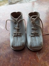 Ancienne Chaussures Bébé Aisopié Baptêmes Blanc Déco Rétro Vintage 
