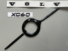 GLOSS BLACK GRILLE BADGE COVER FITS VOLVO XC60 2018-2021 + GLOSS BLACK BADGE SET