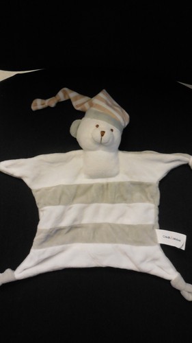 Doudou plat ours blanc rayé - ours,