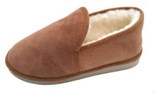 Chaussons charentaises en peau de mouton - Camel - semelles souples antigliss