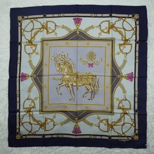 LANCEL Blue Silk Scarf Scarves 34.5" X 35.5" P694