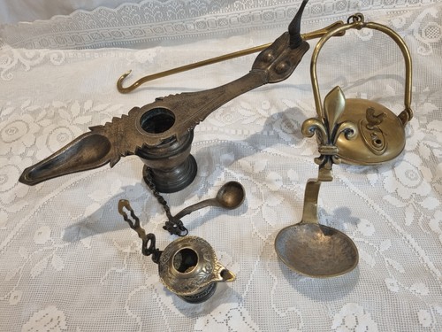 Lot anciennes lampe huile - lampe, à