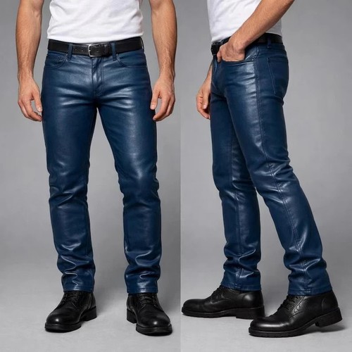 Nouveau pantalon cuir - en, bleu