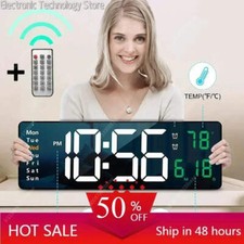 Wall-mounted Digital Wall Clock With Remote Control Large Wall Clocks Temp Date