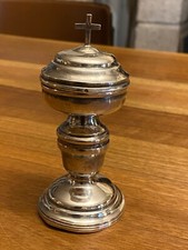 Ciboire chrismatoire malades voyage argent massif ciborium Silver XIXème