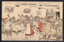 Old postcard illustrator The Modern Army, in the dining room 