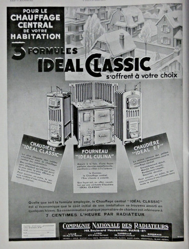 Publicité 1934 chauffage - publicitÉ,