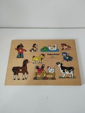 Puzzle En Bois - Vintage 1982 -Fisher Price - Animaux De La Ferme 