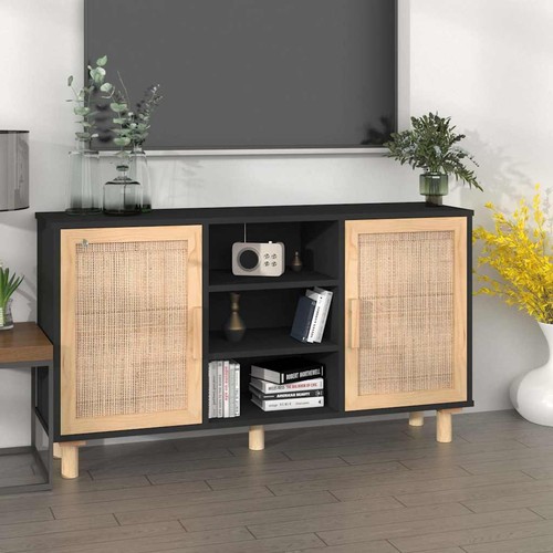 Buffet noir 105x30x60 bois - noir,