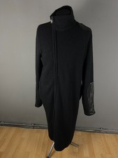 Costume National Homme Black Angora Wool Coat Leather Elbow Patches Mens XXL