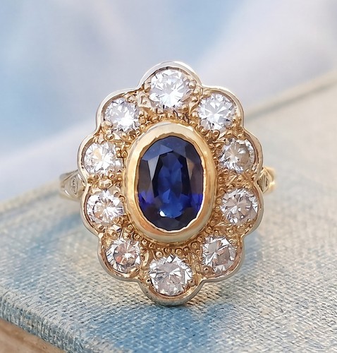 Bague saphir diamants jaune - saphir,