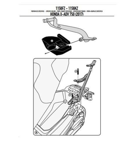 Support arrière givi 1156fz - support,