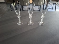 3 STUNNING ANTIQUE CHAMPAGNE GLASS Flutes in CRYSTAL by BAYEL Bacchus Venus