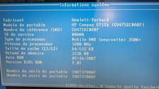 A réinstaller PC portable HP Compaq 6715b AMD sempron no mac