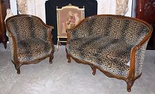 Antique Country French Louis XV Walnut Salon Canape Sofa & Arm Chair Circa 1850