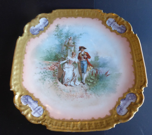 Plat porcelaine peint fait - plat,