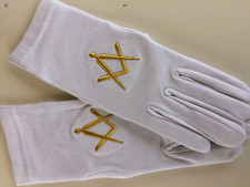 Embroidered cotton gloves free mason embroidered masonic gloves