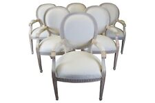 6 Kreiss Peninsula French Louis XVI Style Fauteuil Dining Arm Chairs 40"