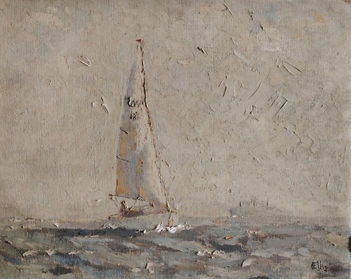 Belle huile sur carton marine - sur,