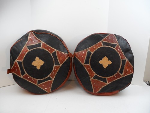 Leather pouf handcrafted - leather,