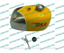 BSA B25 B40 B44 C15 VICTOR ENDURA TRIALS ACIER CHROME & JAUNE RÉSERVOIR + CAP...