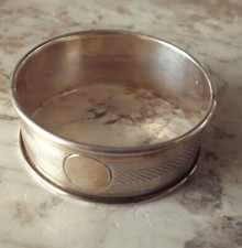 Antique English Sterling Silver Napkin Ring, blank cartouche, dated 1929