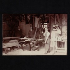 Old postcard photo card carpentry workshop