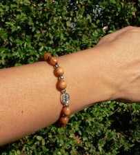 BRACELET EN BOIS D'OLIVIER Terre Sainte Charme Religieux Jésus Sainte Marie...