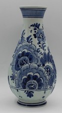 VINTAGE DELFT DELFTS HOLLAND HAND-PAINTED VASE #146 PALE BLUE SIGNED & NUMBERED
