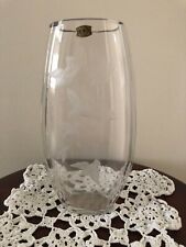 Val St Lambert Crystal Bird Engraved Vase, Barthélemy & Charles Graffart Signed