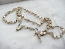 antique metal rosary with mother-of-pearl grains