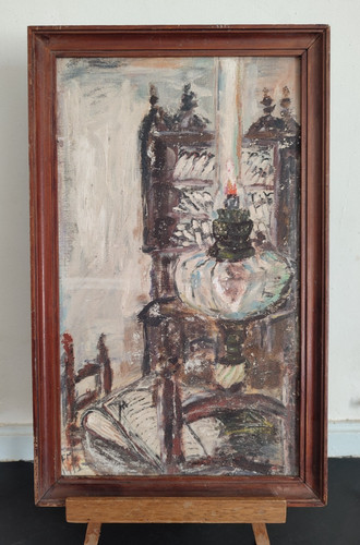 Tableau signé lampe et - tableau,