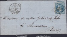 FRANCE N°29A SUR LETTRE AVEC GC 2046B LILLE WAZEMMES NORD + CAD DU 11/08/1868