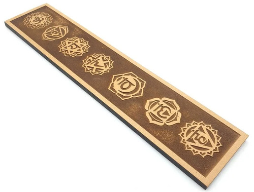 Plaque bois chakras brun ski - plaque, 7