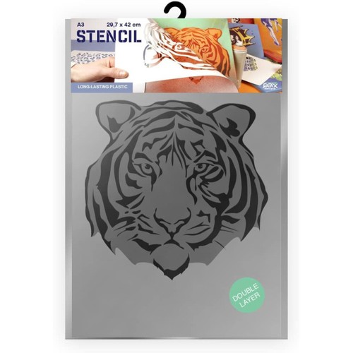 Pochoir tête tigre - de,