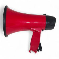 (Video) Grand Star Battery Powered Red Megaphone with Siren 8.5"