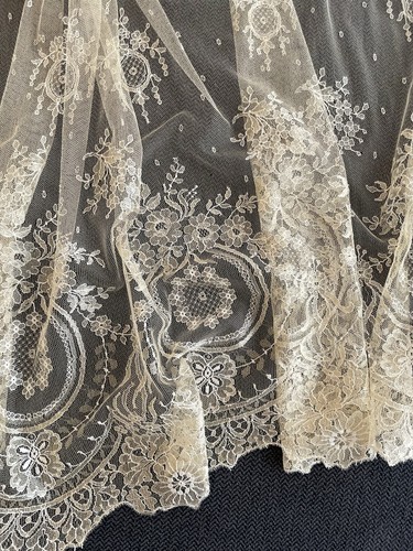Antique silk embroidered tulle - silk,