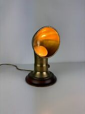 Sublime maritime table lamp, brass air handle on wooden base 