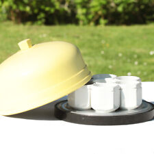 YALACTA Yellow Bakelite Lid Yogurt Maker Model CADET 7 Porcelain Jars